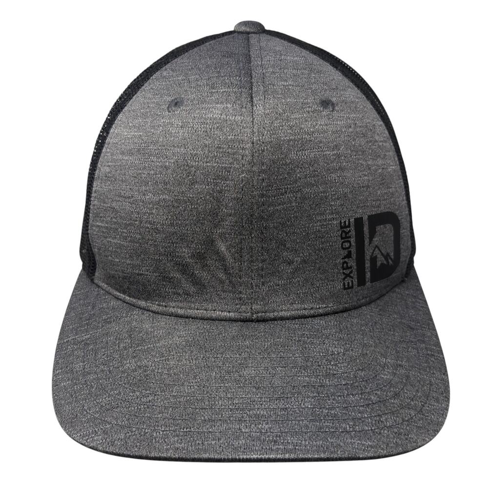 Explore ID Snapback Trucker Hat Gray One Size Adjustable Mesh Back Team 365